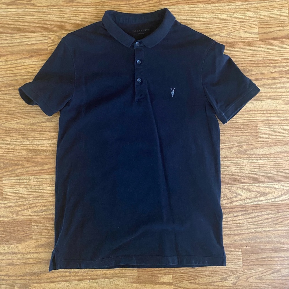 All Saints ram skull polo size medium in black